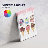 Watercolour Cupcakes Ice Cream Cones Sweet Dessert Collection Canvas Wall Art Print Decor Picture Ready to Hang