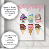 Watercolour Cupcakes Ice Cream Cones Sweet Dessert Collection Canvas Wall Art Print Decor Picture Ready to Hang