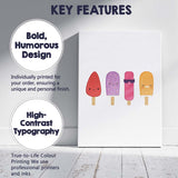 Cute Colourful Kawaii Ice Lolly Cartoon Illustration Canvas Wall Art Print Decor Picture Ready to Hang