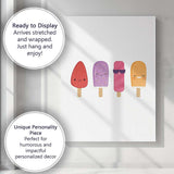 Cute Colourful Kawaii Ice Lolly Cartoon Illustration Canvas Wall Art Print Decor Picture Ready to Hang