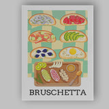 Gourmet Bruschetta Toppings Food Illustration Kitchen Canvas Wall Art Print Decor Picture Ready to Hang