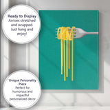 Minimalist Spaghetti Pasta Fork Modern Food Illustration Canvas Wall Art Print Decor Picture Ready to Hang