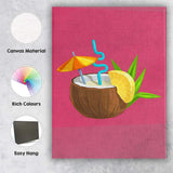 Tropical Coconut Cocktail Summer Drink Illustration Canvas Wall Art Print Decor Picture Ready to Hang