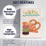 Fresh Breakfast Pastries Croissant Pretzel Macaron Illustration Canvas Wall Art Print Decor Picture Ready to Hang