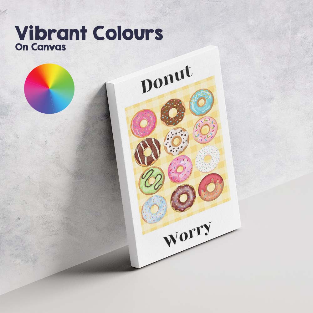 Colourful Donut Collection Sweet Dessert Kitchen Illustration Canvas Wall Art Print Decor Picture Ready to Hang