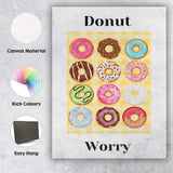 Colourful Donut Collection Sweet Dessert Kitchen Illustration Canvas Wall Art Print Decor Picture Ready to Hang