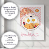 Classic Fried Eggs Toast Croissant Breakfast Illustration Canvas Wall Art Print Decor Picture Ready to Hang