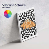 Sweet Glazed Croissant Black White Checkerboard Bakery Illustration Canvas Wall Art Print Decor Picture Ready to Hang