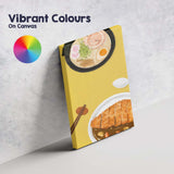 Japanese Ramen and Katsu Curry Watercolour Food Illustration Canvas Wall Art Print Decor Picture Ready to Hang