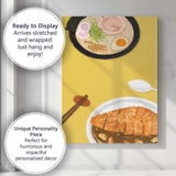 Japanese Ramen and Katsu Curry Watercolour Food Illustration Canvas Wall Art Print Decor Picture Ready to Hang