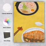 Japanese Ramen and Katsu Curry Watercolour Food Illustration Canvas Wall Art Print Decor Picture Ready to Hang
