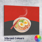 Spicy Ramen Noodle Bowl with Soft Boiled Eggs Illustration Canvas Wall Art Print Decor Picture Ready to Hang