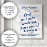 Chef Was Cute Would Eat Here Again Retro Restaurant Receipt Typography Canvas Wall Art Print Decor Picture Ready to Hang