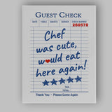 Chef Was Cute Would Eat Here Again Retro Restaurant Receipt Typography Canvas Wall Art Print Decor Picture Ready to Hang