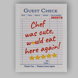 Chef Was Cute Would Eat Here Again Colourful Guest Check Typography Canvas Wall Art Print Decor Picture Ready to Hang