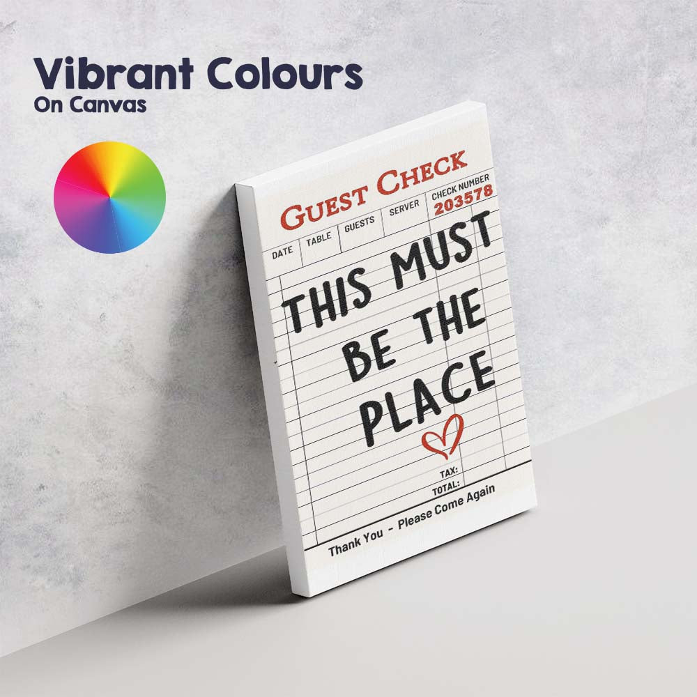 This Must Be The Place Guest Check Typography Canvas Wall Art Print Decor Picture Ready to Hang