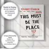 This Must Be The Place Guest Check Typography Canvas Wall Art Print Decor Picture Ready to Hang