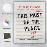 This Must Be The Place Guest Check Typography Canvas Wall Art Print Decor Picture Ready to Hang