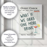 What If We Grab One More Drink Guest Check Typography Canvas Wall Art Print Decor Picture Ready to Hang