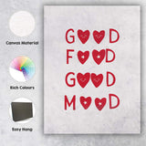 Good Food Good Mood Heart Typography Canvas Wall Art Print Decor Picture Ready to Hang