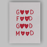 Good Food Good Mood Heart Typography Canvas Wall Art Print Decor Picture Ready to Hang