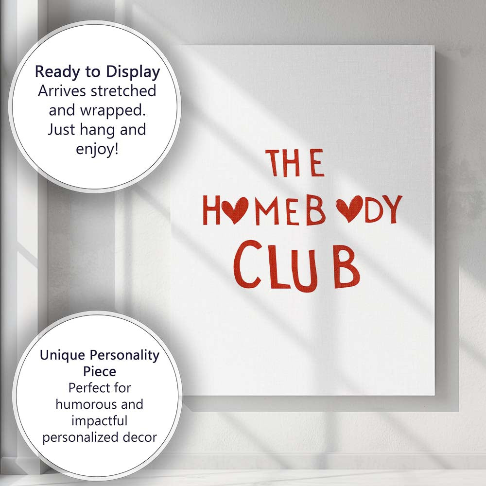 The Homebody Club Minimal Typography Canvas Wall Art Print Decor Picture Ready to Hang