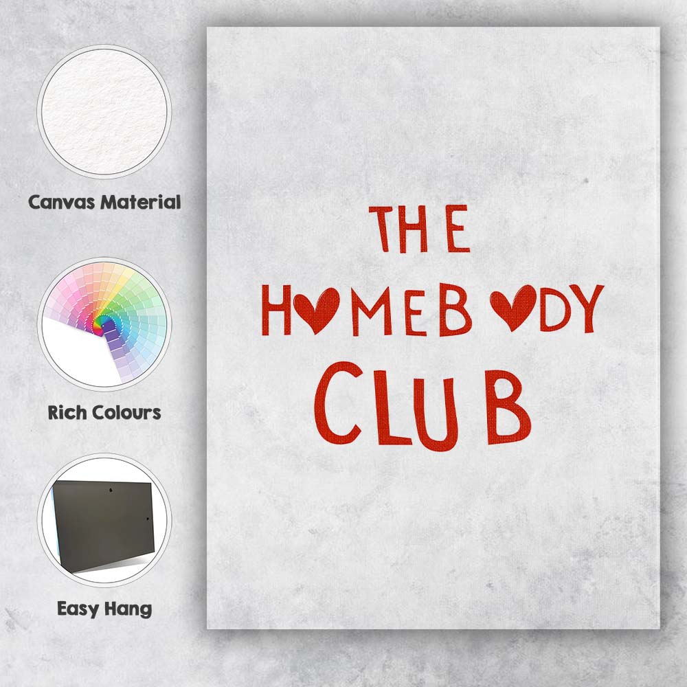 The Homebody Club Minimal Typography Canvas Wall Art Print Decor Picture Ready to Hang