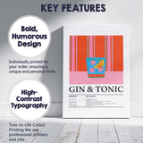 Retro Gin and Tonic Cocktail Recipe Illustration Canvas Wall Art Print Decor Picture Ready to Hang