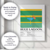 Blue Lagoon Cocktail Recipe Retro Bar Illustration Canvas Wall Art Print Decor Picture Ready to Hang
