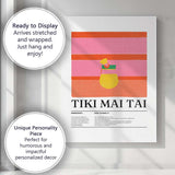 Retro Tiki Mai Tai Cocktail Recipe Illustration Canvas Wall Art Print Decor Picture Ready to Hang
