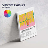 Retro Bloody Mary Cocktail Recipe Illustration Canvas Wall Art Print Decor Picture Ready to Hang