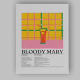 Retro Bloody Mary Cocktail Recipe Illustration Canvas Wall Art Print Decor Picture Ready to Hang
