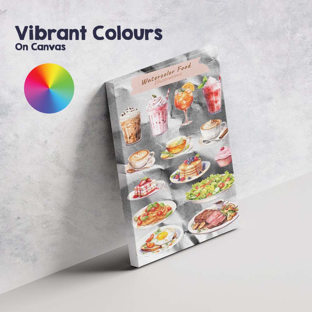 Watercolour Food and Drink Collection Illustration Canvas Wall Art Print Decor Picture Ready to Hang