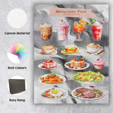 Watercolour Food and Drink Collection Illustration Canvas Wall Art Print Decor Picture Ready to Hang