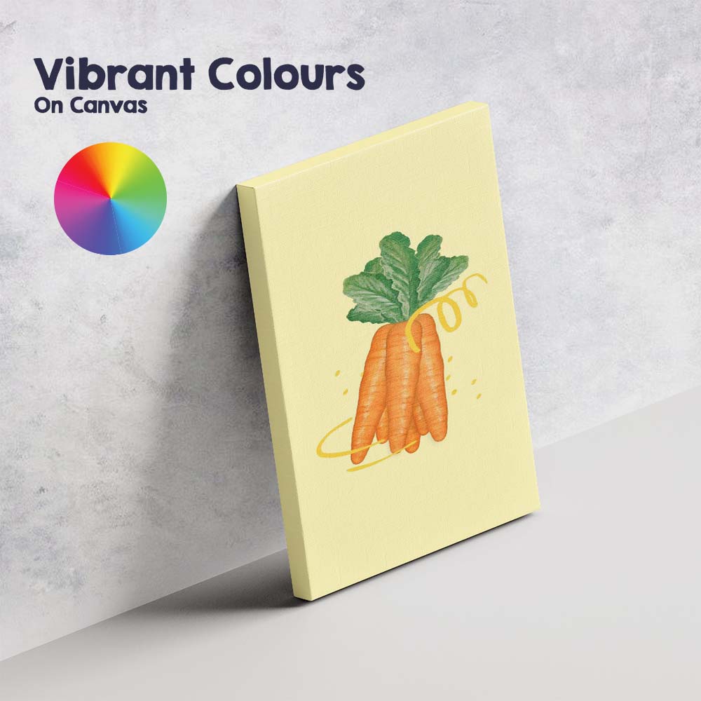 Fresh Organic Carrot Vegetable Minimal Illustration Canvas Wall Art Print Decor Picture Ready to Hang