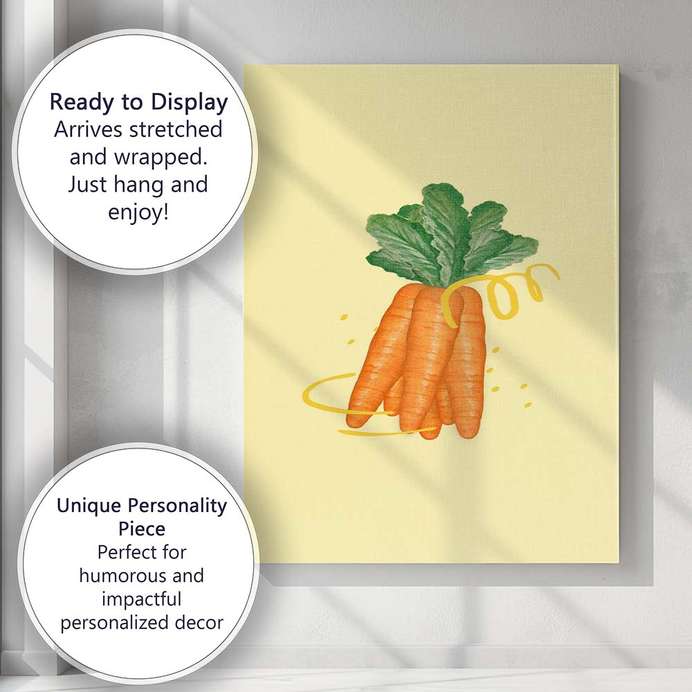Fresh Organic Carrot Vegetable Minimal Illustration Canvas Wall Art Print Decor Picture Ready to Hang