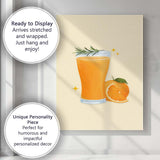 Fresh Orange Juice Watercolour Citrus Drink Illustration Canvas Wall Art Print Decor Picture Ready to Hang