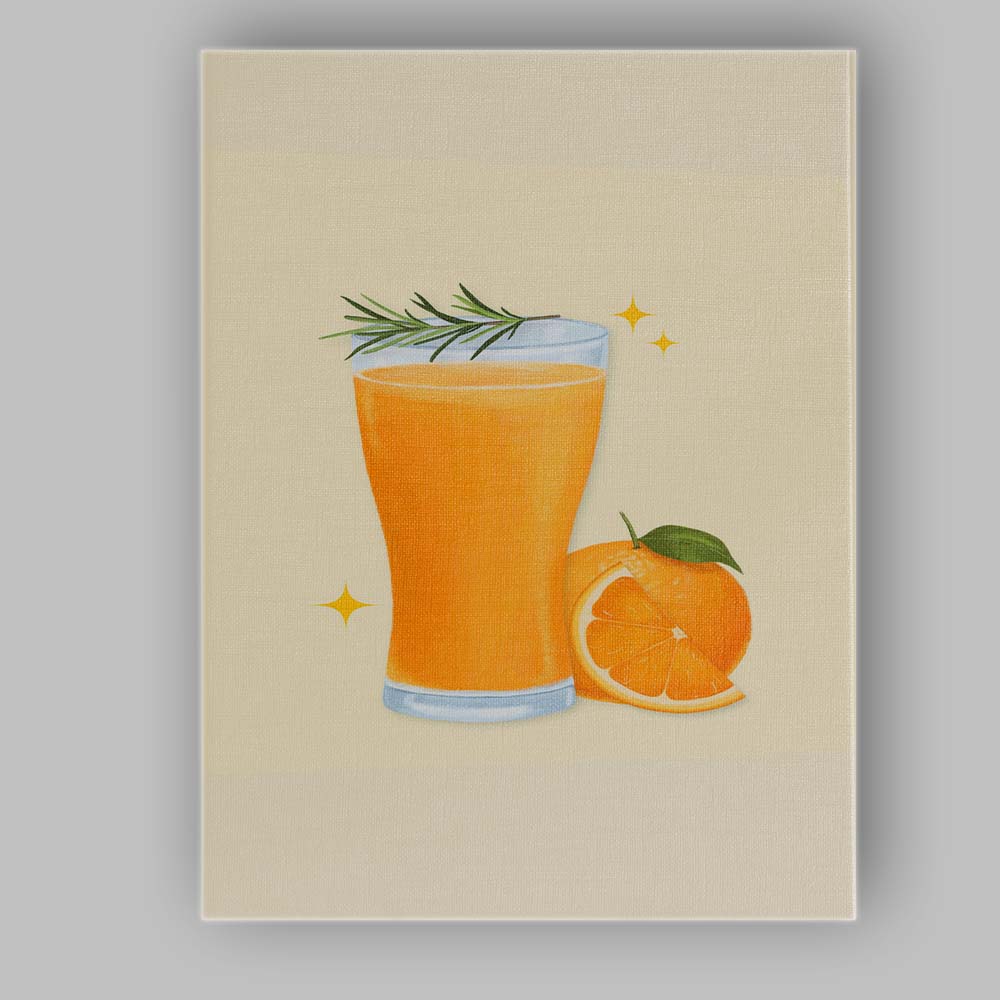 Fresh Orange Juice Watercolour Citrus Drink Illustration Canvas Wall Art Print Decor Picture Ready to Hang