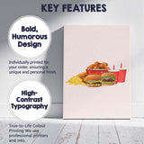 Fast Food Burgers Fried Chicken Fries and Soft Drinks Illustration Canvas Wall Art Print Decor Picture Ready to Hang