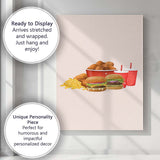Fast Food Burgers Fried Chicken Fries and Soft Drinks Illustration Canvas Wall Art Print Decor Picture Ready to Hang