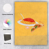 Italian Spaghetti and Margherita Pizza Food Illustration Canvas Wall Art Print Decor Picture Ready to Hang