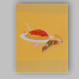 Italian Spaghetti and Margherita Pizza Food Illustration Canvas Wall Art Print Decor Picture Ready to Hang