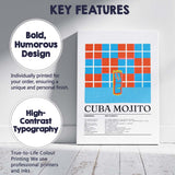 Modern Cuba Mojito Cocktail Recipe Kitchen Poster Canvas Wall Art Print Decor Picture Ready to Hang