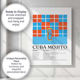 Modern Cuba Mojito Cocktail Recipe Kitchen Poster Canvas Wall Art Print Decor Picture Ready to Hang