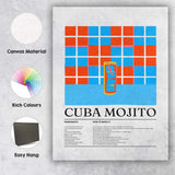 Modern Cuba Mojito Cocktail Recipe Kitchen Poster Canvas Wall Art Print Decor Picture Ready to Hang