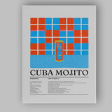 Modern Cuba Mojito Cocktail Recipe Kitchen Poster Canvas Wall Art Print Decor Picture Ready to Hang