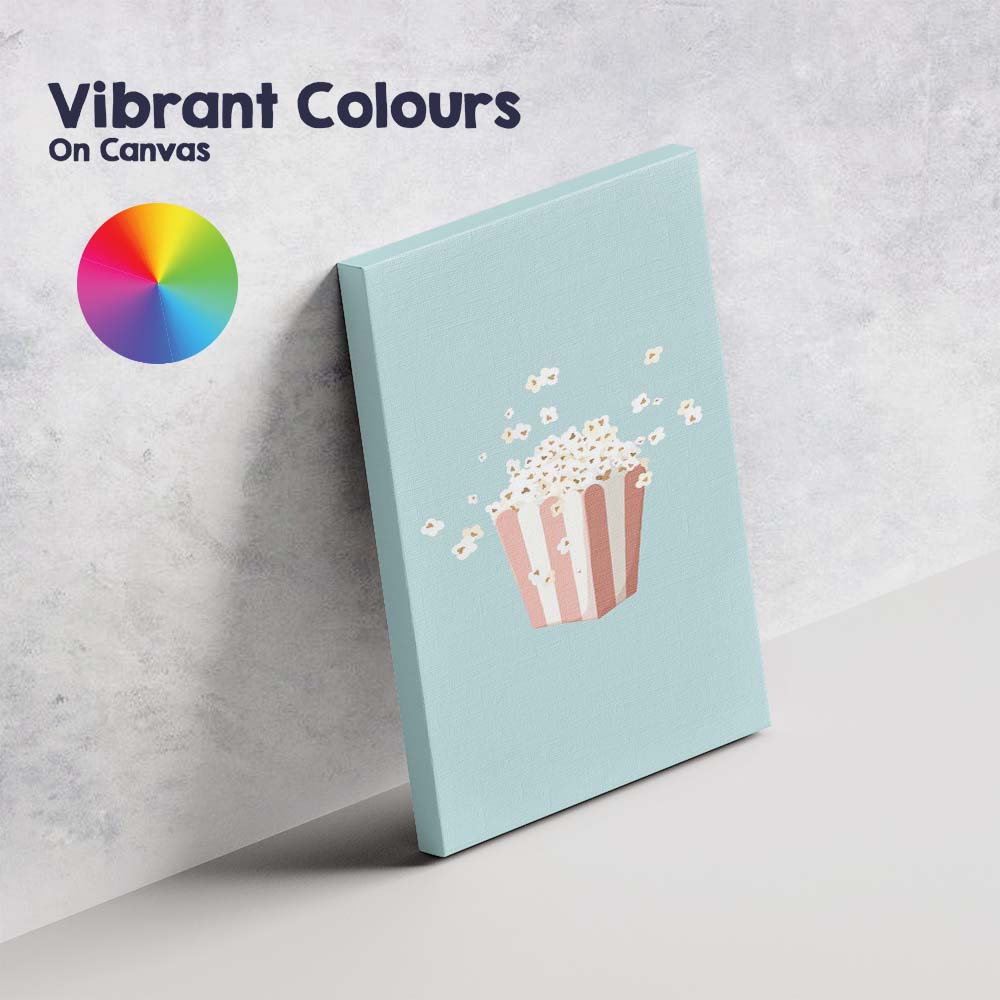 Minimal Pastel Popcorn Snack Cinema Illustration Canvas Wall Art Print Decor Picture Ready to Hang