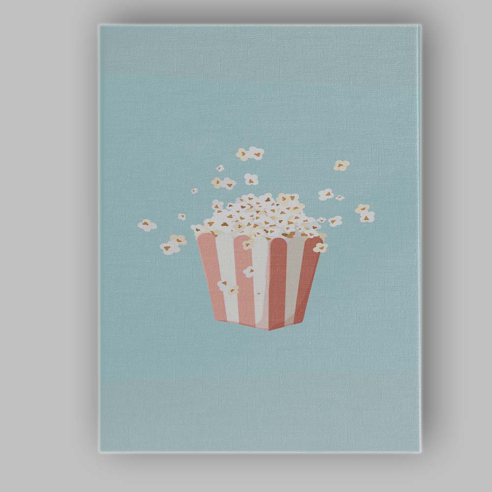 Minimal Pastel Popcorn Snack Cinema Illustration Canvas Wall Art Print Decor Picture Ready to Hang