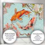 Japanese Koi Fish Cherry Blossom Oriental Water Garden Canvas Wall Art Print Decor Picture Ready to Hang