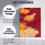 Crispy Fried Chicken and French Fries Fast Food Illustration Canvas Wall Art Print Decor Picture Ready to Hang